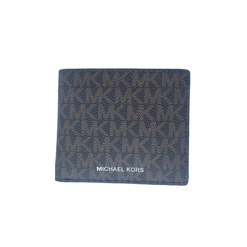 Michael Kors Men Cooper Logo Billfold Wallet With Coin Pouch MK print Brown
